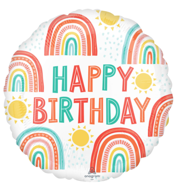 Folienballon - Happy Birthday, Regenbogen - ø 43cm